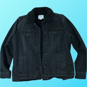 Old Navy Sherpa Jean Jacket, Black, Size Large